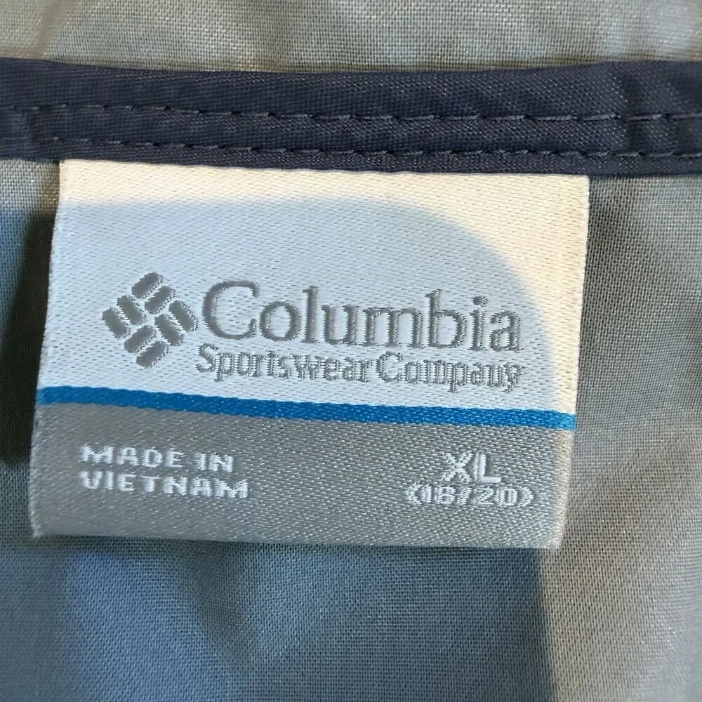 Columbia Youth Glennaker Rain Jacket Boys XL 18/20 Gray Blue Windbreaker Hooded